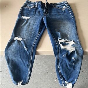 Distressed Blue Jeans